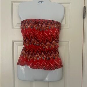 Poetry chevron tube top Red Zigzag Strapless Top